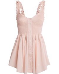 Skims - Cotton-Blend Smocked Mini Dress - Lyst