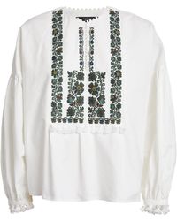 Weekend by Maxmara - Cotton-linen Embroidered Blouse - Lyst