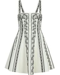 Maje - Linen-Blend Embroidered Mini Dress - Lyst