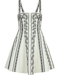 Maje - Linen-Blend Embroidered Mini Dress - Lyst