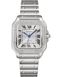 Cartier - Medium Steel Santos De Watch - Lyst