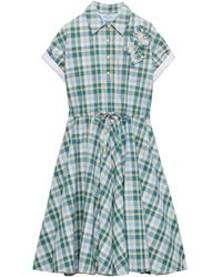 Prada - Cotton Check Shirt Dress - Lyst
