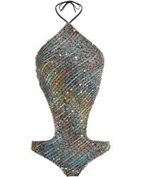 Missoni - Sequinned Cut-Out Halterneck Swimsuit - Lyst