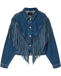 AllSaints - Marlene Fringed Denim Jacket - Lyst