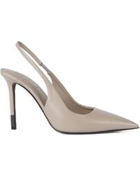 Brunello Cucinelli - Leather Monili-Detail Slingback Pumps 100 - Lyst
