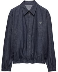Prada - Chambray Denim Blouson Jacket - Lyst