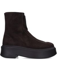 The Row - Zipped Suede Ankle Boots 50 - Lyst