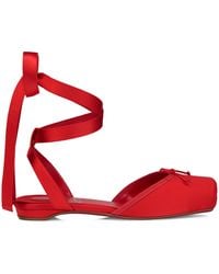 Christian Louboutin - Cassia Lace-Up Satin Ballet Flats - Lyst