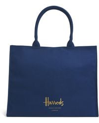 Harrods - Large Cotton Logo Tote Bag - Lyst
