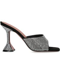 AMINA MUADDI - Embellished Leather Lupita Heeled Mules 95 - Lyst