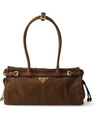Prada - Medium Nubuck Leather Bonnie Top-Handle Bag - Lyst