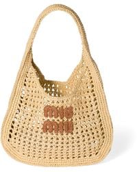 Miu Miu - Raffia-Effect Woven Shoulder Bag - Lyst