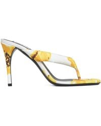 Alaïa - Floral Thong Heeled Mules 90 - Lyst