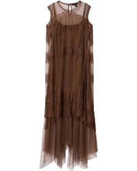 AllSaints - Tulle Lace-Trimmed Clara Midi Dress - Lyst