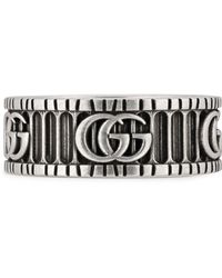 Gucci - Sterling Silver Double G Ring - Lyst