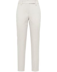 Brunello Cucinelli - Stretch-cotton Slim Trousers - Lyst