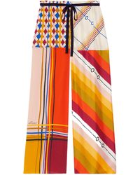Gucci - Heritage Patchwork Print Silk Trousers - Lyst