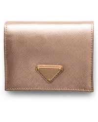 Prada - Small Metallic Saffiano Leather Wallet - Lyst