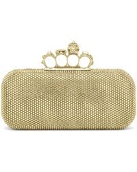 McQueen - Long Crystal-Embellished Knuckle Clutch Bag - Lyst