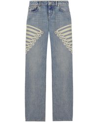 McQueen - Metallic-Frogging Straight Jeans - Lyst