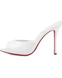 Christian Louboutin - Me Dolly Bianco Patent Leather Mules 100 - Lyst