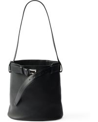 Prada - Leather Buckled Bucket Bag - Lyst