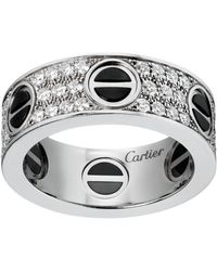 Cartier - White Gold, Diamond And Ceramic Love Ring - Lyst
