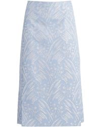Tory Burch - Floral Jacquard Midi Skirt - Lyst