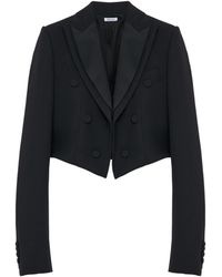 McQueen - Wool Cropped Double Lapel Blazer - Lyst
