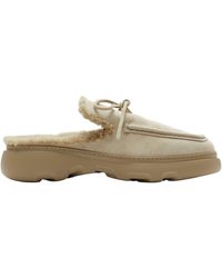 Burberry - Suede Shearling-lined Stony Mules - Lyst