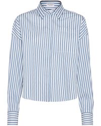 Brunello Cucinelli - Cotton-silk Striped Monili Shirt - Lyst
