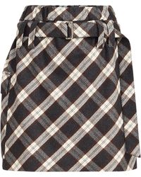 Brunello Cucinelli - Virgin Wool-Blend Check Mini Skirt - Lyst
