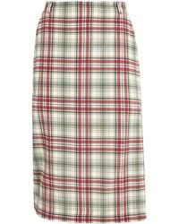 Alessandra Rich - Silk Tartan Midi Pencil Skirt - Lyst