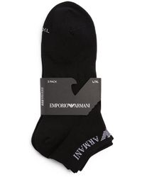 Emporio Armani - Cotton-blend Logo Trainer Socks (pack Of 3) - Lyst