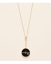 Retrouvai - Diamond And Onyx Compass Pendant Necklace - Lyst