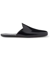 Prada - Leather Brushed Logo Slippers - Lyst