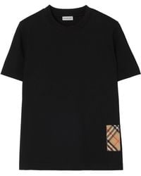 Burberry - Cotton Check-Patch T-Shirt - Lyst
