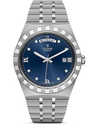 Tudor - Royal Day + Date Stainless Steel And Diamond Watch 41mm - Lyst