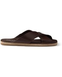 Prada - Leather Crisscross Sandals - Lyst