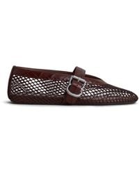 Alaïa - Croc-Embossed Leather Mesh Ballet Flats - Lyst
