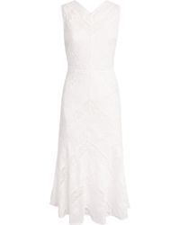 Self-Portrait - Ramie Embroidered Midi Dress - Lyst