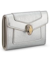BVLGARI - Metallic Leather Serpenti Forever Compact Wallet - Lyst