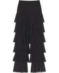 Valentino - Silk Georgette Ruffled Trousers - Lyst