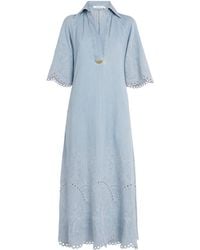 Zimmermann - Cotton Embroidered Daylight Midi Dress - Lyst
