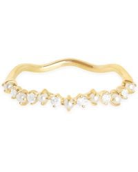Astrid & Miyu - Diamond And Pearl Wave Ring - Lyst