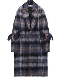 Loewe - Mohair-Wool Check Longline Coat - Lyst