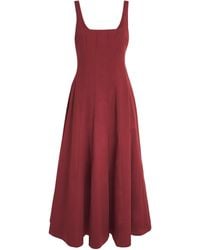 STAUD - Stretch-Cotton Wells Midi Dress - Lyst