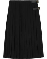 Burberry - Wool Pleated Kilt Midi Skirt - Lyst