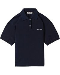 Miu Miu - Cotton Logo Polo Shirt - Lyst