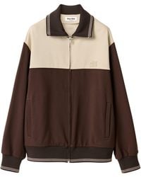 Miu Miu - Two-Tone Zip-Up Bomber Jacket - Lyst